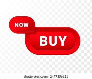 Comprar ahora Icono de Botón Hacer clic rojo aislado sobre fondo blanco