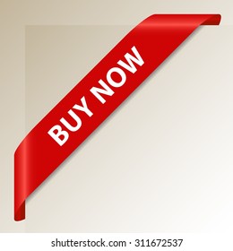 Buy Now - Red Corner Ribbon - Vector Design Element