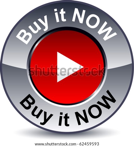  Buy it now round metallic button. Vector.