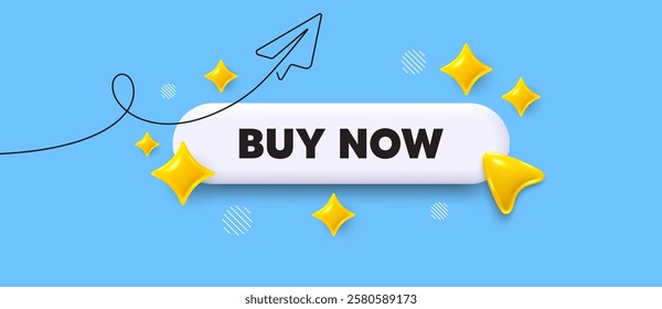 Buy now search bar. Share plane line icon. Buy Now tag. Special offer price sign. Advertising Discounts symbol. Search button with 3d sparkles. Vector