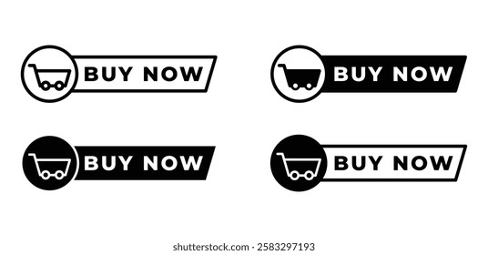 buy now shop banner button with chart icon symbol vector design black white color simple flat illustration sets