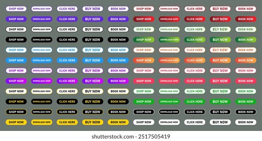 BUY NOW SHOP NOW BOOK NOW CLICK HERE DOWNLOAD NOW button collection for website interface gradient sign symbol gradient buttons icon set