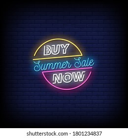 Buy Now Summer Sale Neon Signs Style Text vector