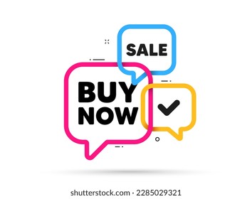 Buy Now tag. Ribbon bubble chat banner. Discount offer coupon. Special offer price sign. Advertising Discounts symbol. Buy now adhesive tag. Promo banner. Vector