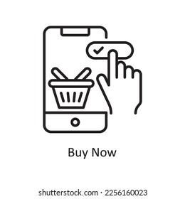 Ilustración de diseño de iconos de contorno de vector Buy Now. Símbolo de compras y comercio electrónico en archivo EPS 10 de fondo blanco