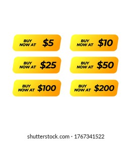 Buy Now Web Buttons Dollars Vectors