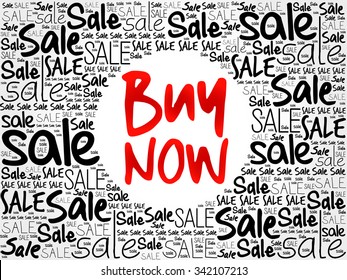 BUY NOW word cloud background, business concept