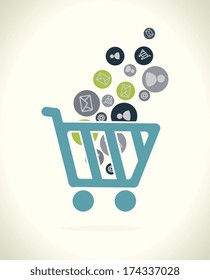 buy on line design over gray  background vector illustration 