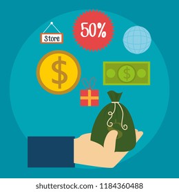 buy on line with money bag