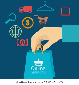buy on line with shopping bag