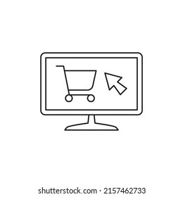 Buy on online shopping icon in line style icon, style isolated on white background