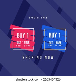 Buy one free one design element with vector file for your marketing banner.