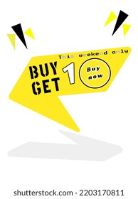Buy one get 1,sale banner yellow, buy  get free,offer