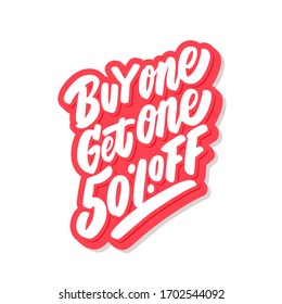 Buy One Get One 50% Off! BOGO Sale. Vector Lettering Icon.