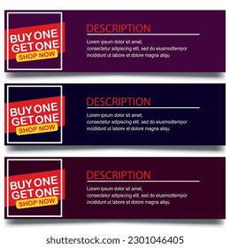 buy one get one banner background design. discount banner template. illustration design. offer banner design. discount background. web banner design.	