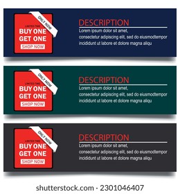 buy one get one banner background design. discount banner template. illustration design. offer banner design. discount background. web banner design.	