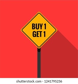 Buy One Get One BOGO Discount Offer Sale Poster Design Road Sign Flat Design