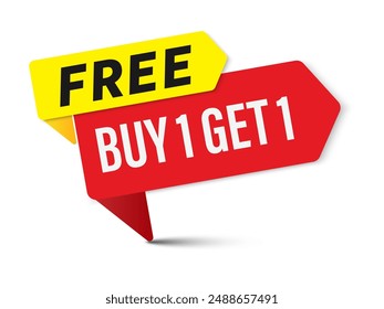 Buy one get one free. Buy 1 get 1 Free tags sale promotion. Special offer design for business advertising web and Social, banner design template, discount. Vector Illustration.