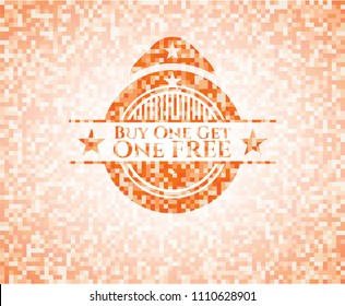 Buy one get One Free abstract orange mosaic emblem