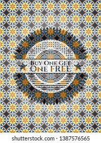 Buy one get One Free arabic style badge. Arabesque decoration.