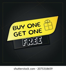 Buy one get one free banner template. Yellow and black colors. Advertising campaign