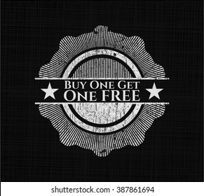 Buy one get One Free chalkboard emblem written on a blackboard