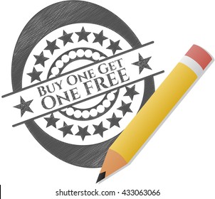 Buy one get One Free draw with pencil effect