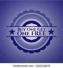 Buy one get One Free emblem with denim high quality background