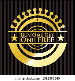 Buy one get One Free gold badge. Vector Illustration. Detailed.