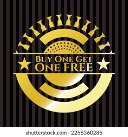 Buy one get One Free gold shiny emblem. Vector Illustration. Detailed. 