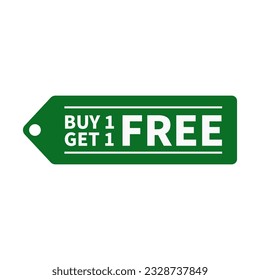 Buy One Get One Free In Green Color Hanging Tag Rectangle Shape For Business Sale
