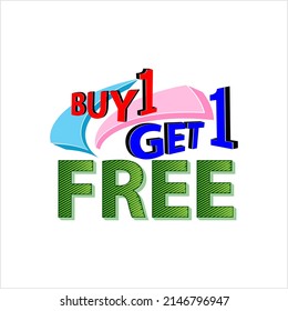 Buy One Get One Free Icon, Free Offer Icon, Promotion Offer Icon Vector Art Illustration