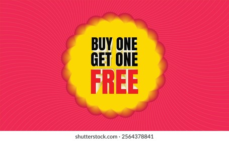 Buy One Get One Free Logo Sale poster design template with red Background