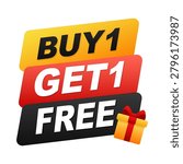 Buy one get one free offer. vector illustration