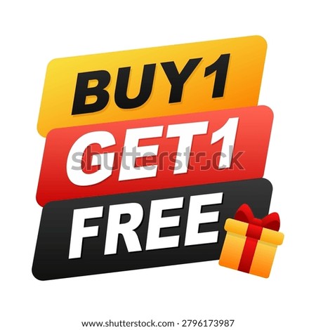 Buy one get one free offer. vector illustration