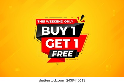 Buy one get one free. Online shop discount sale background for buy 1 get 1, Special Discount marketing poster design for web and Social. sale banner vector template Design.