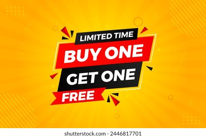 Buy one get one free. Online shop discount sale background for buy 1 get 1, Special Discount marketing poster design for web and Social. sale banner vector template Design.
