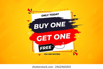 buy one get one free. Online shop discount sale background for buy 1 get 1, Special Discount marketing poster design for web and Social. sale banner vector template Design.