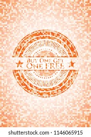 Buy one get One Free orange mosaic emblem