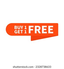 Buy One Get One Free In Orange Color Ribbon Rounded Rectangle Shape For Promotion Sale
