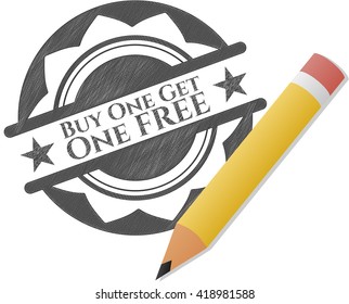 Buy one get One Free pencil strokes emblem