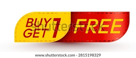 Buy one get one free promotion tag. Promotional banner for retail marketing and shopping sale. Vector illustration