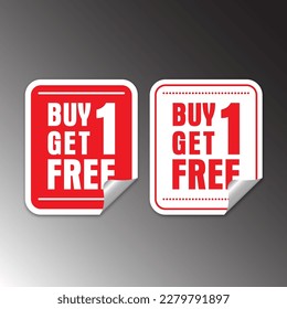 Buy one get one free, promotional sale stickers set. Eps10 vector illustration. svg