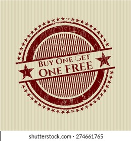 Buy one get one free red grunge rubber stamp