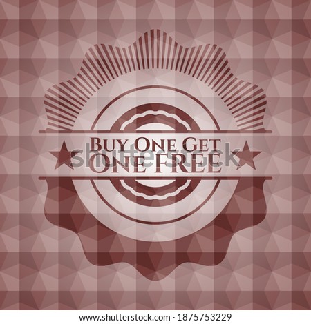 Buy one get One Free red seamless emblem with geometric pattern. 