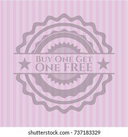 Buy one get One Free retro style pink emblem