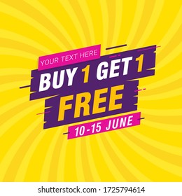 Buy one Get one Free, sale banner, discount tag design template vector illustration - Shutterstock ID 1725794614