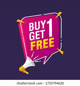 Buy one Get one Free, sale banner, discount tag design template vector illustration