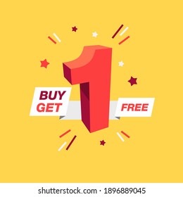 Buy one, get one free - sale promo symbol. Flat design, easy to use for your website or promotion.