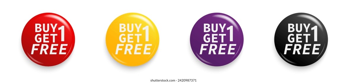 Buy One Get One Free sale tags, Promotion discount isolated on white background, Discount speech bubble tag, Banner design template for advertising. Special offer, retail. Vector and Illustration.